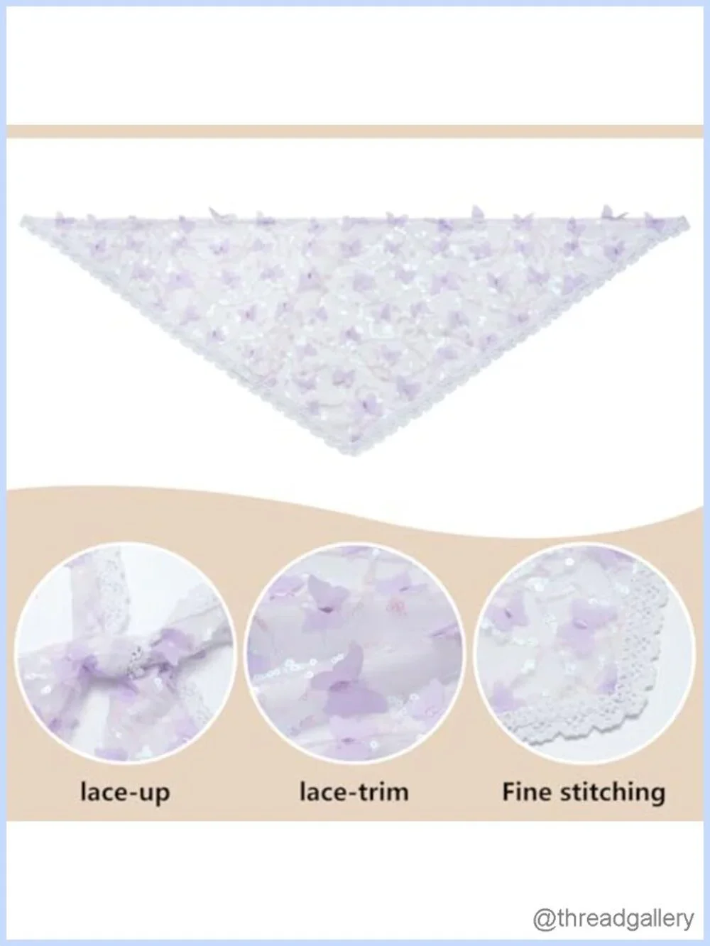 Floral Lace Head Scarf Triangle Bandana Women Boho Hair Accessory